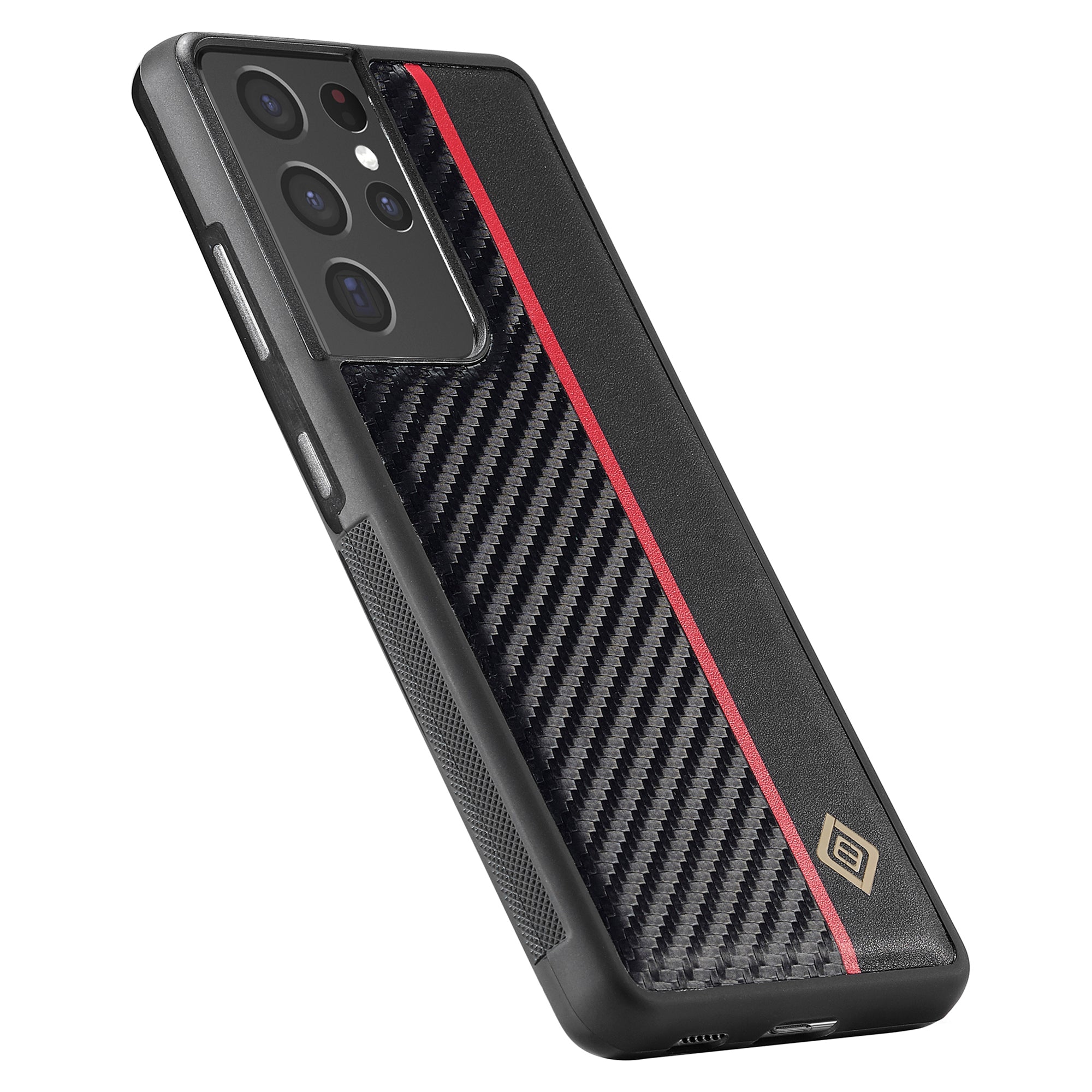 LC.IMEEKE pro Samsung Galaxy S21 Ultra 5G pouzdro na telefon tlumící nárazy PU kůže+TPU+EVA kryt s texturou z uhlíkových vláken