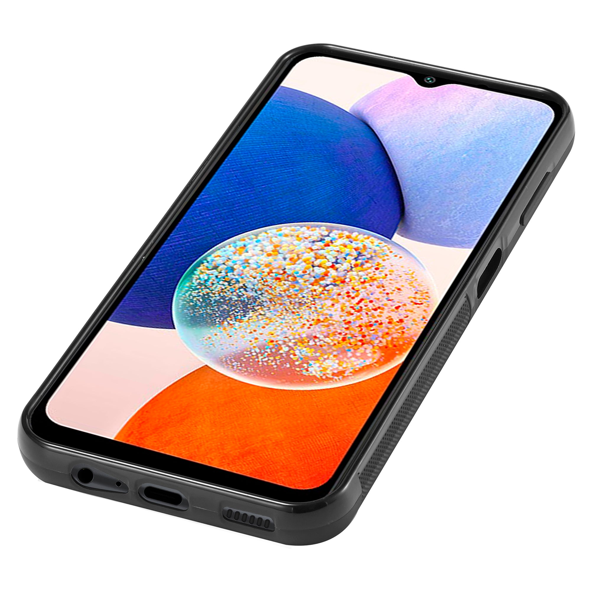 LC.IMEEKE pouzdro s texturou z uhlíkových vláken pro Samsung Galaxy A14 4G / 5G, kryt telefonu potažený PU kůží TPU+EVA tlumením nárazů