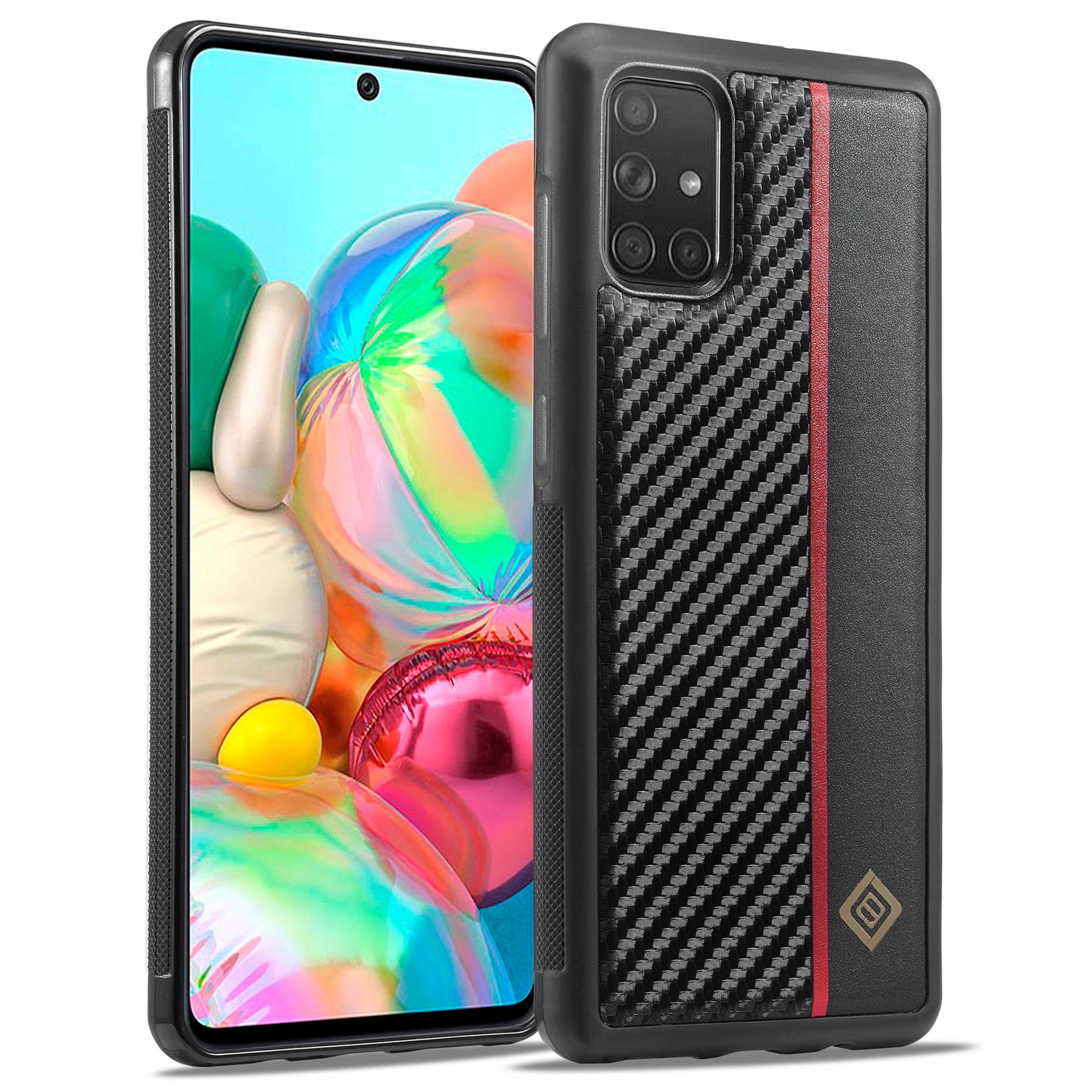 LC.IMEEKE For Samsung Galaxy A71 4G SM-A715 Dustproof Case PU Leather+TPU+EVA Carbon Fiber Texture Phone Cover