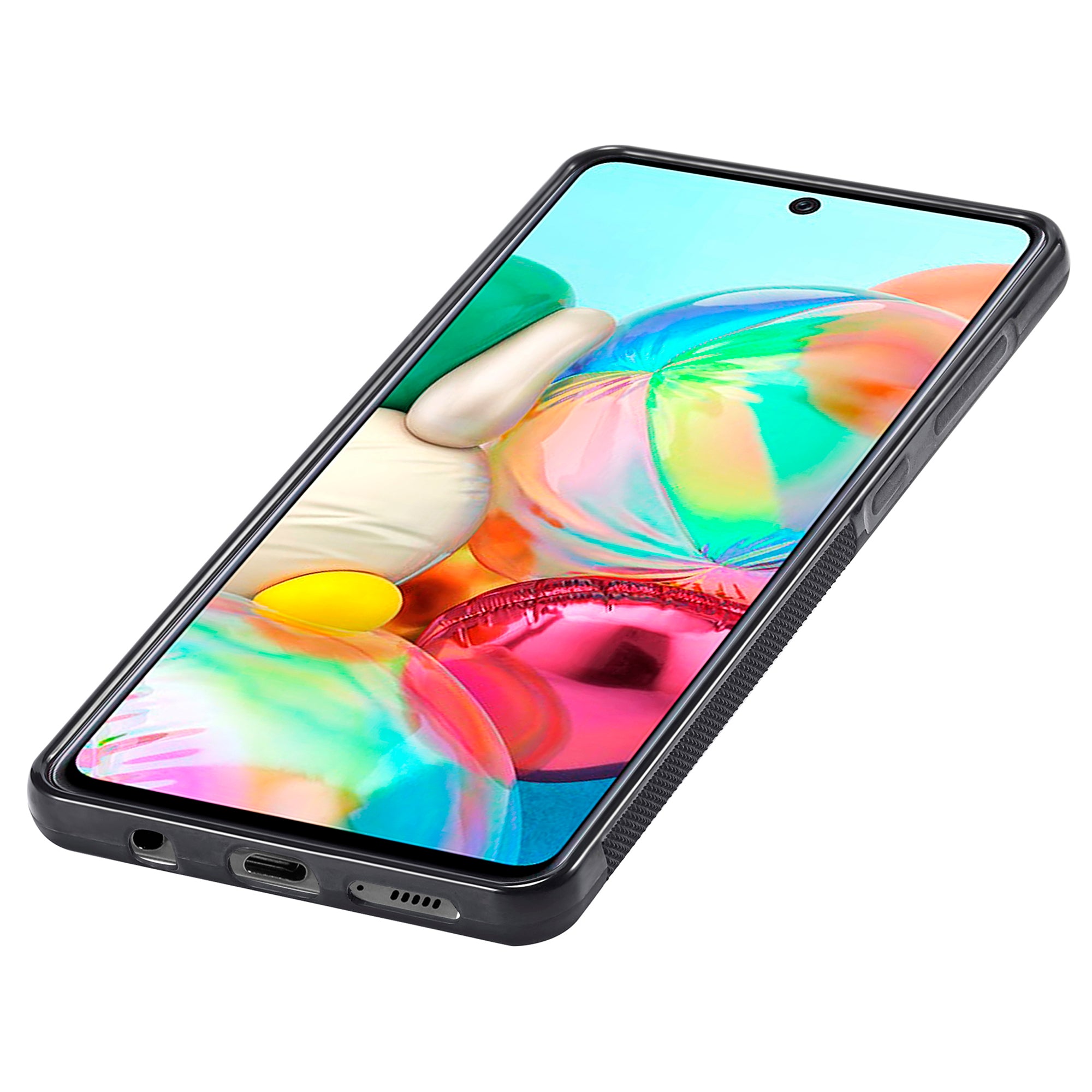 LC.IMEEKE pro Samsung Galaxy A71 4G SM-A715 prachotěsné pouzdro PU kůže+TPU+EVA karbonová textura kryt telefonu