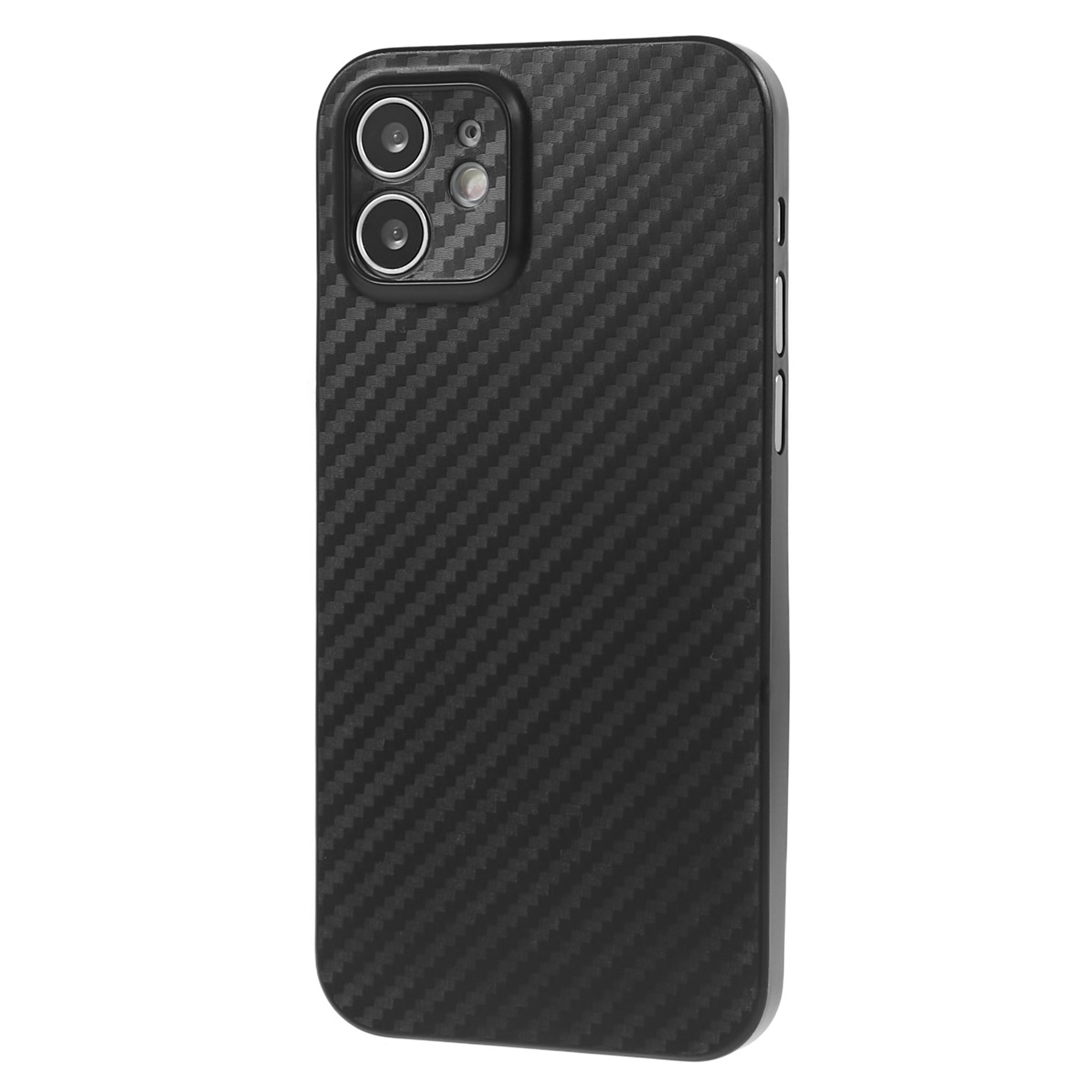 For iPhone 12 6.1 inch Super Thin Phone Case Carbon Fiber Texture PC Back Cover (Precise Lens Cutout)