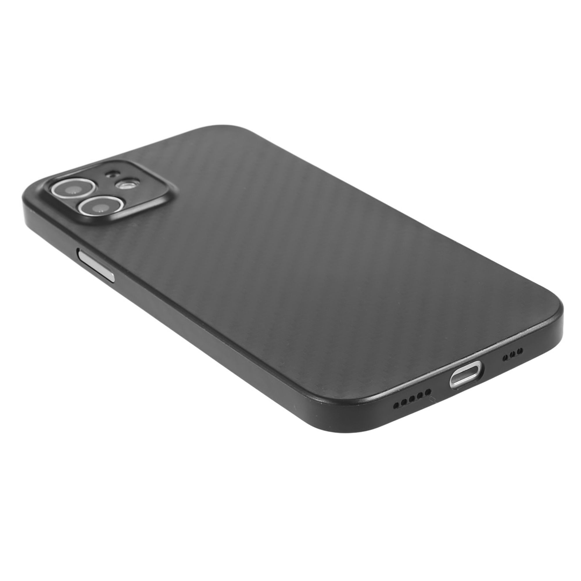 For iPhone 12 6.1 inch Super Thin Phone Case Carbon Fiber Texture PC Back Cover (Precise Lens Cutout)