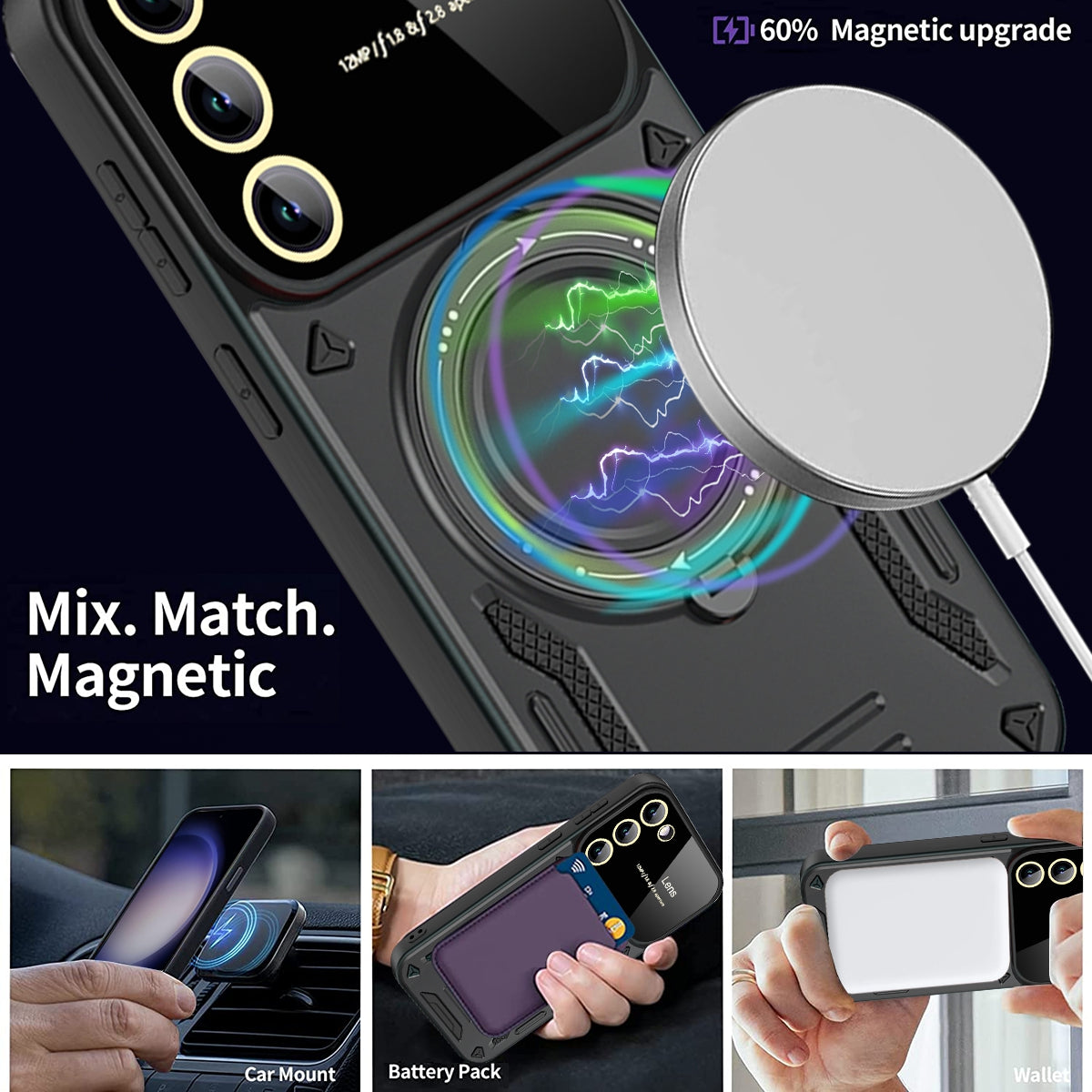 Kickstand Phone Case for Samsung Galaxy S23 PC TPU Back Cover Compatible with MagSafe