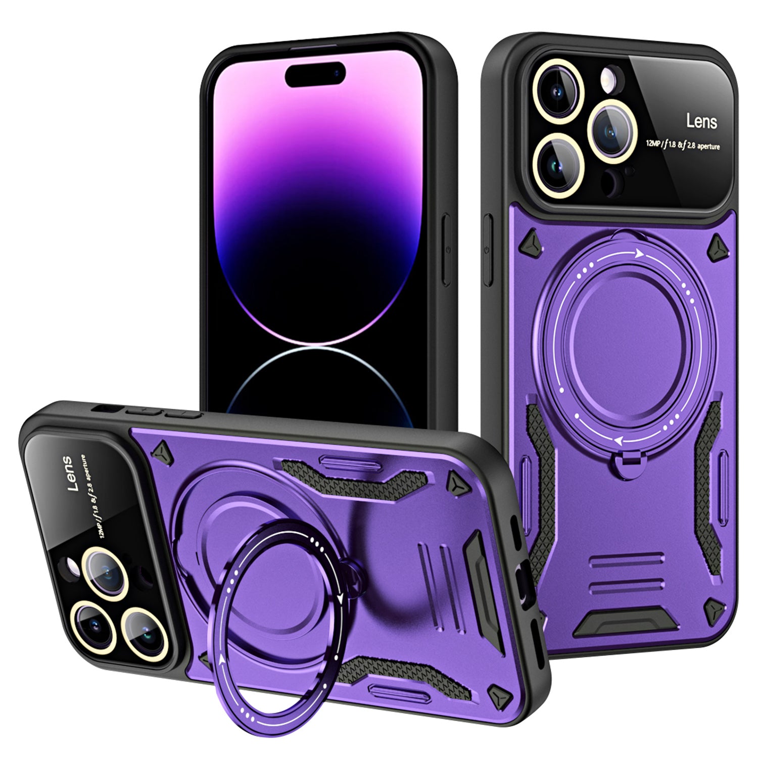 PC TPU Back Case for iPhone 14 Pro Max Compatible with MagSafe Kickstand Phone Cover