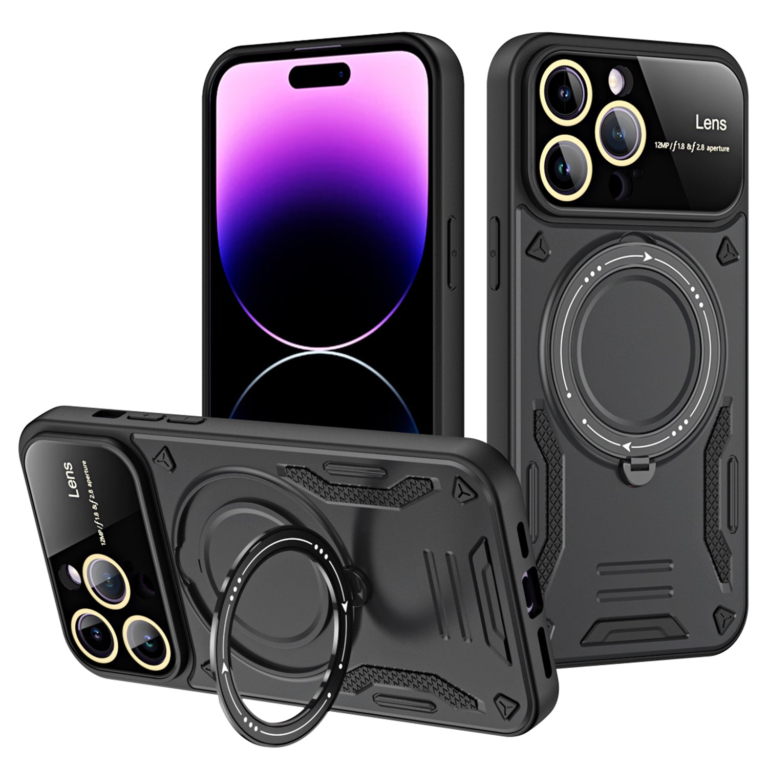 PC TPU Back Case for iPhone 14 Pro Max Compatible with MagSafe Kickstand Phone Cover