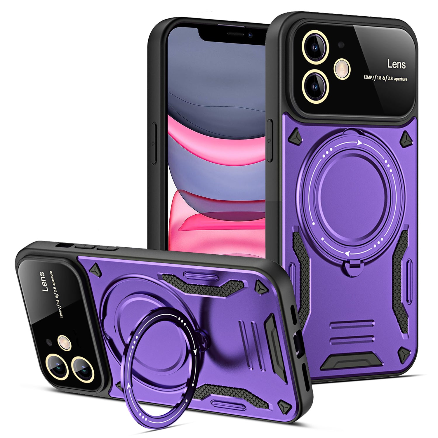 Scratch Resistant Case for iPhone 11 Compatible with MagSafe PC TPU Kickstand Phone Cover