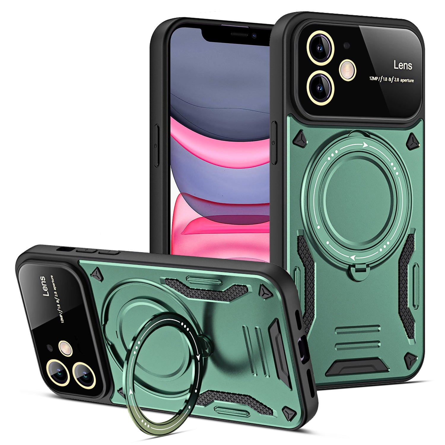 Scratch Resistant Case for iPhone 11 Compatible with MagSafe PC TPU Kickstand Phone Cover