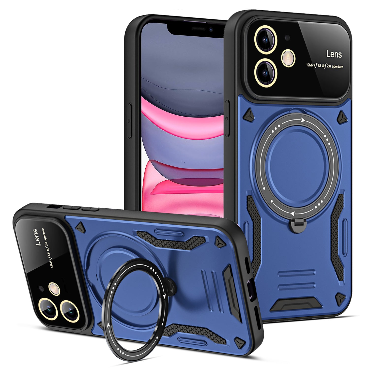 Scratch Resistant Case for iPhone 11 Compatible with MagSafe PC TPU Kickstand Phone Cover