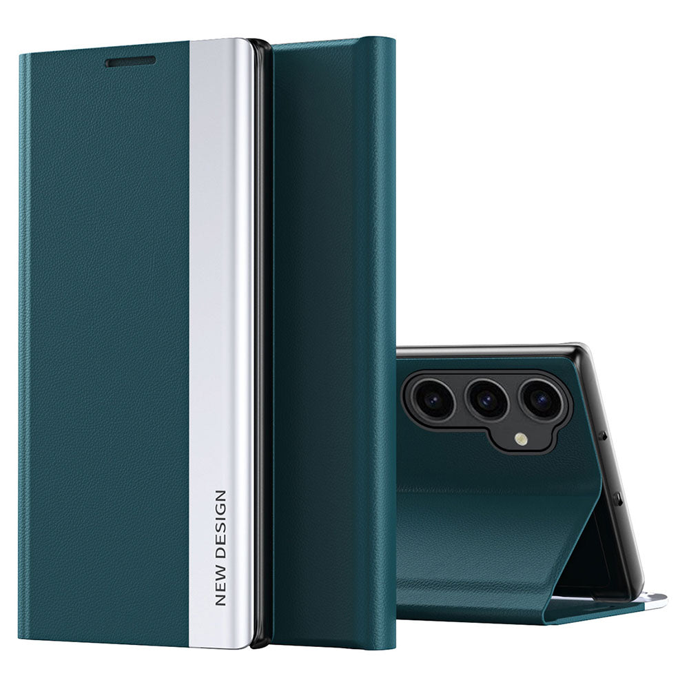 For Samsung Galaxy S23 FE PU Leather PC Electroplating Phone Cover Drop Protection Stand Case