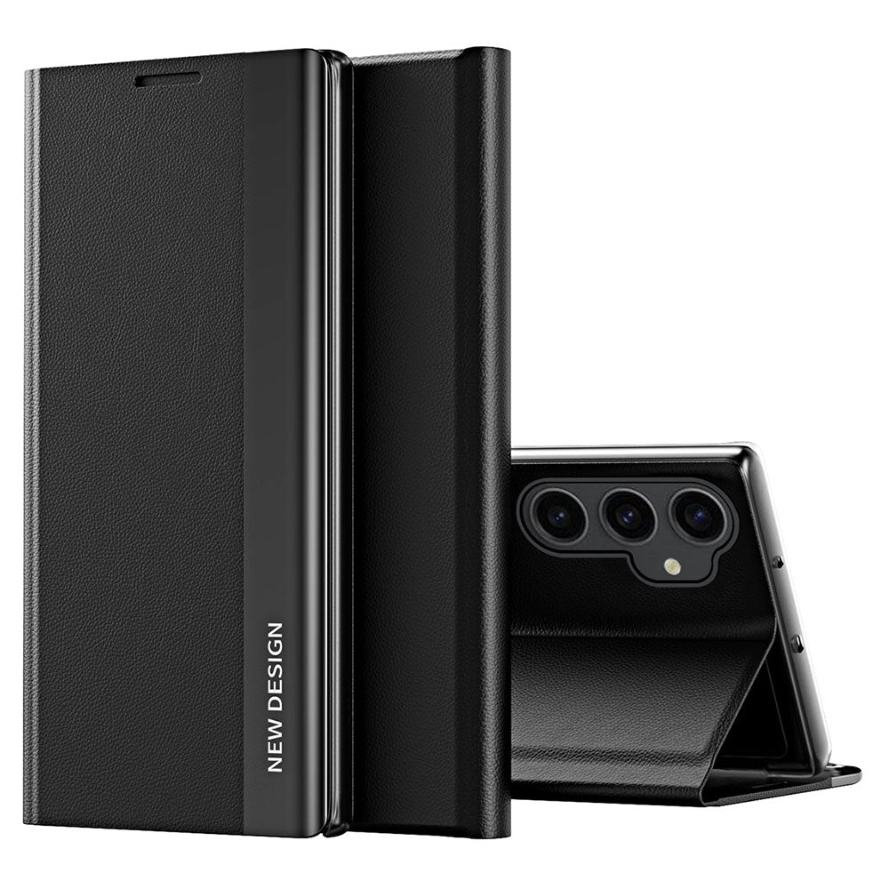 For Samsung Galaxy S23 FE PU Leather PC Electroplating Phone Cover Drop Protection Stand Case