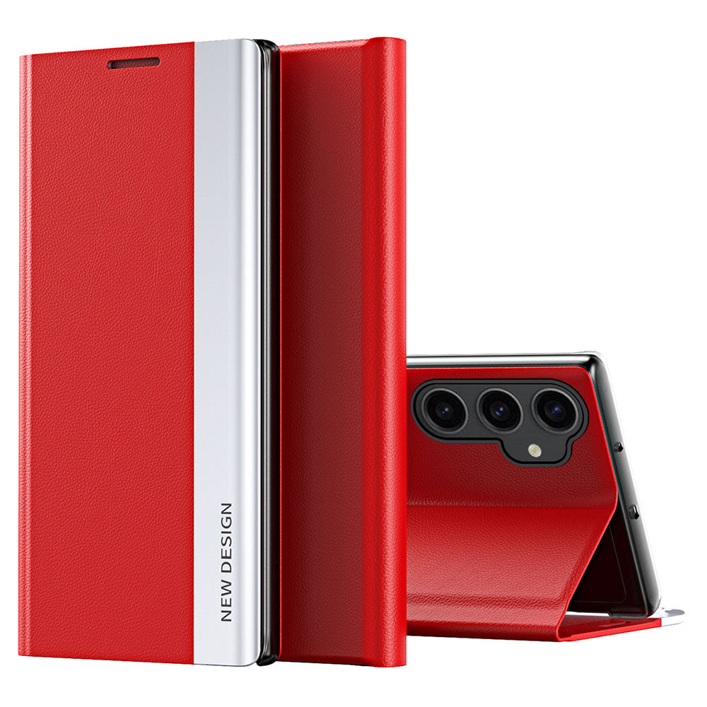 For Samsung Galaxy S23 FE PU Leather PC Electroplating Phone Cover Drop Protection Stand Case