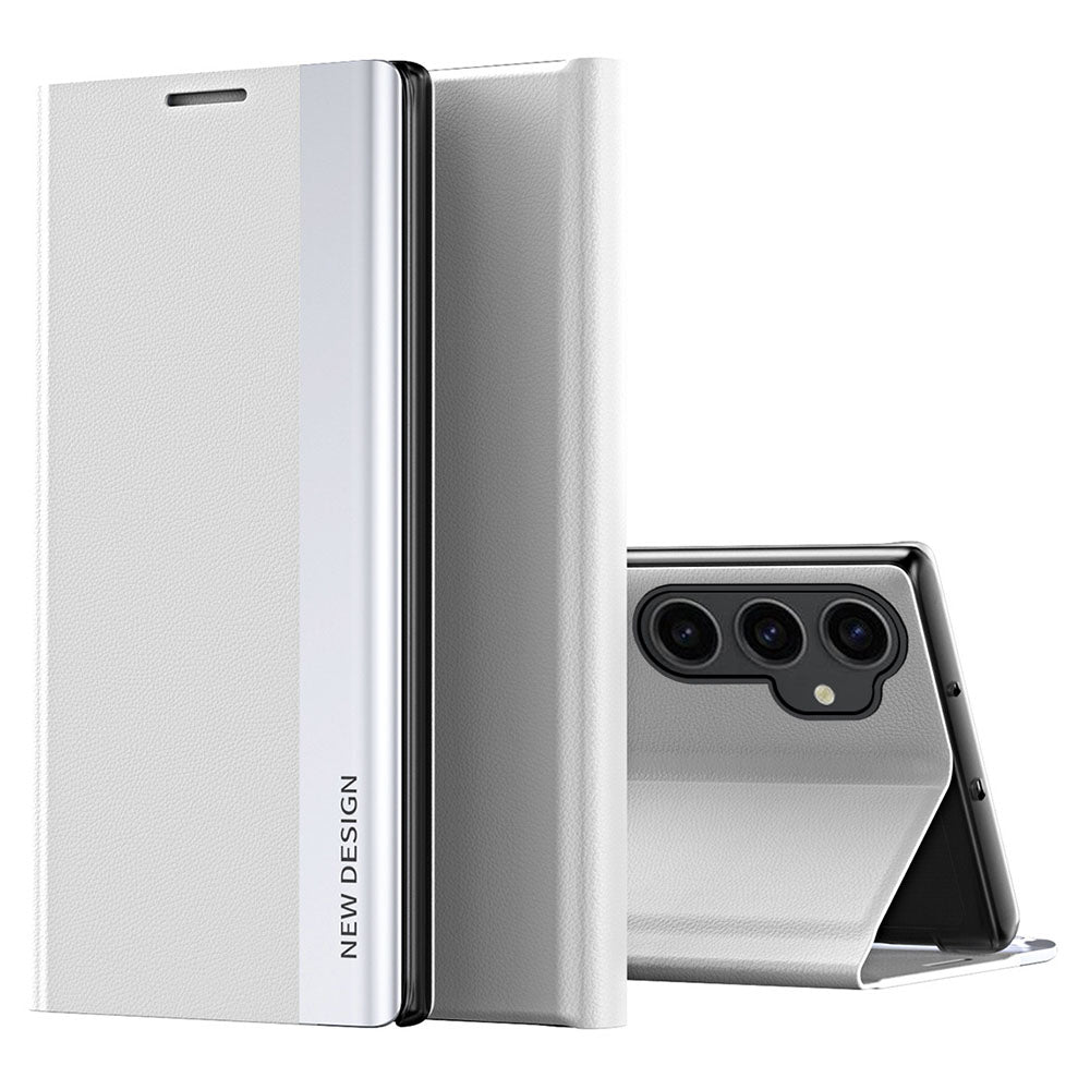 For Samsung Galaxy S23 FE PU Leather PC Electroplating Phone Cover Drop Protection Stand Case