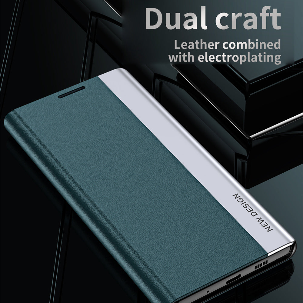 For Samsung Galaxy S23 FE PU Leather PC Electroplating Phone Cover Drop Protection Stand Case