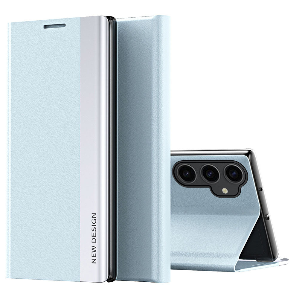 For Samsung Galaxy S23 FE PU Leather PC Electroplating Phone Cover Drop Protection Stand Case