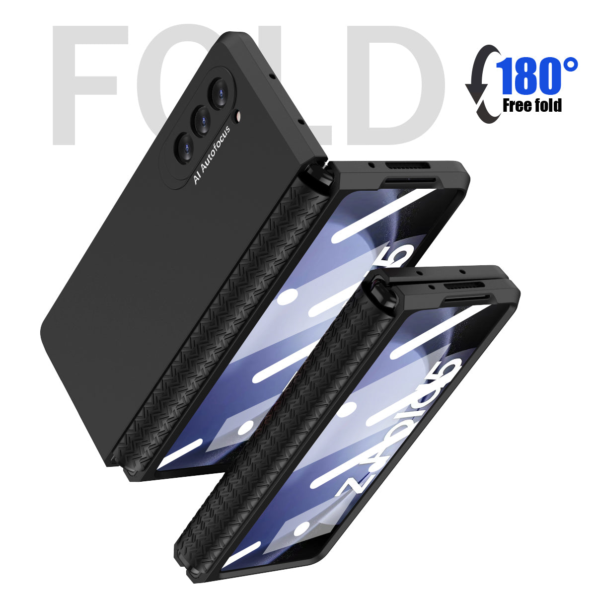 For Samsung Galaxy Z Fold5 5G Hard PC Phone Case TPU Hinge Protection Shockproof Cover with Tempered Glass Film