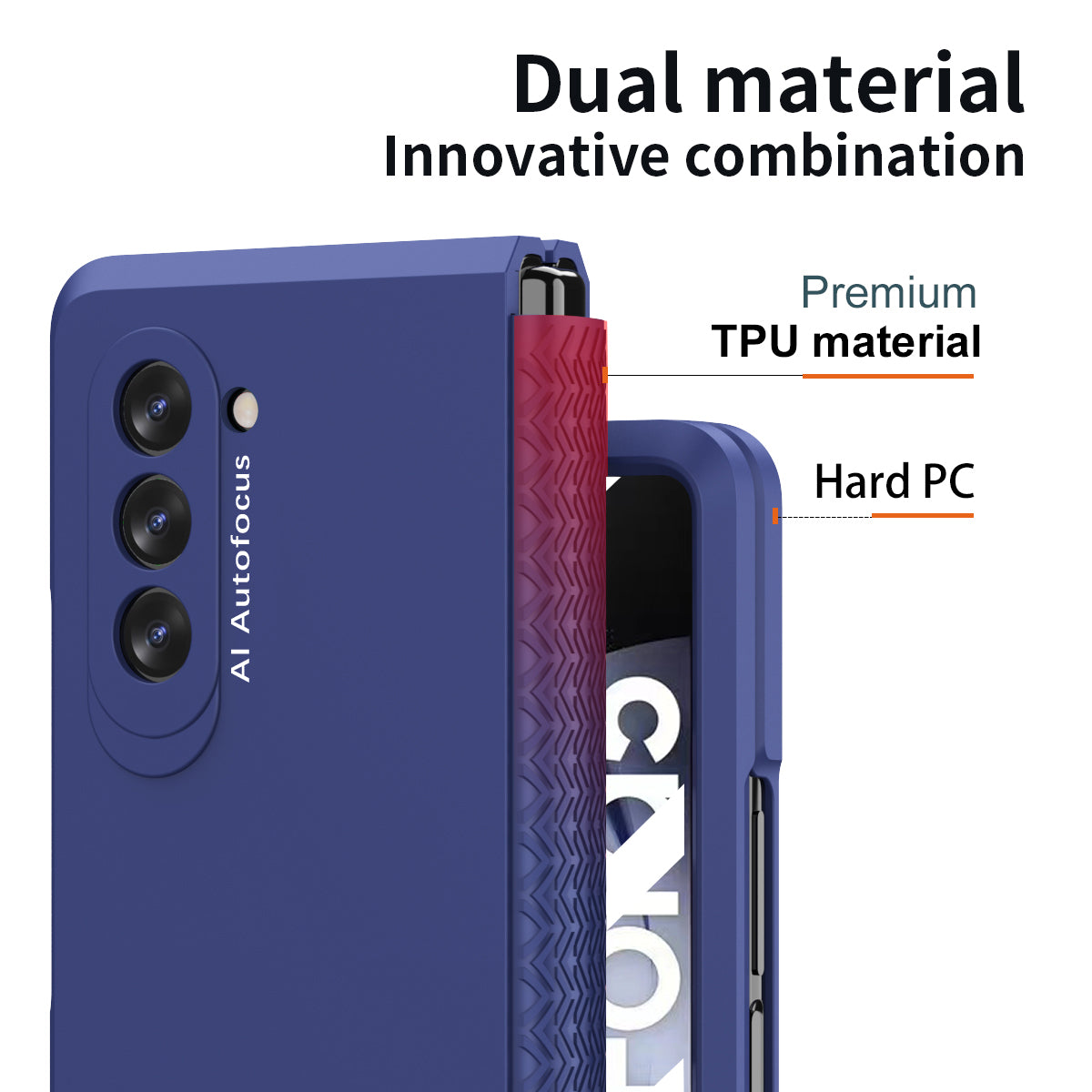 For Samsung Galaxy Z Fold5 5G Hard PC Phone Case TPU Hinge Protection Shockproof Cover with Tempered Glass Film