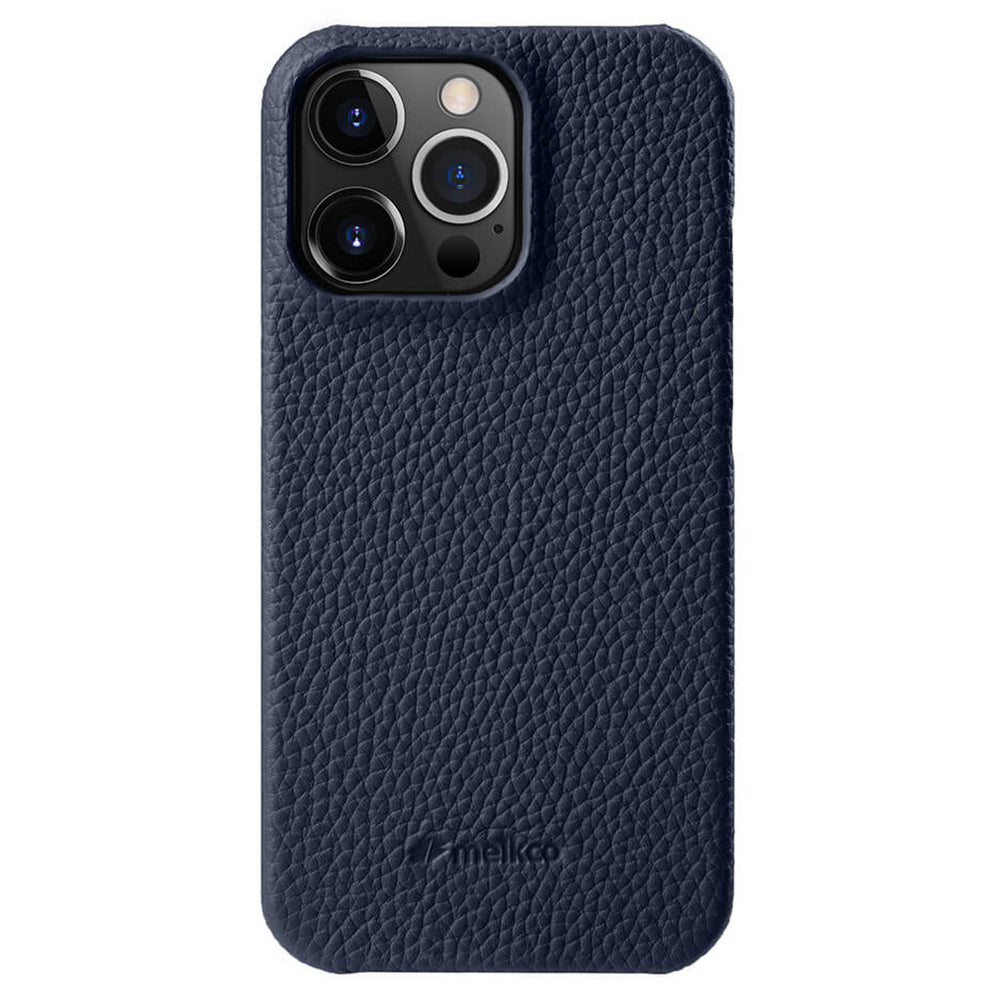 MELKCO For iPhone 14 Pro Max Magnetic Protective Case Genuine Cow Leather Coated PC Phone Cover