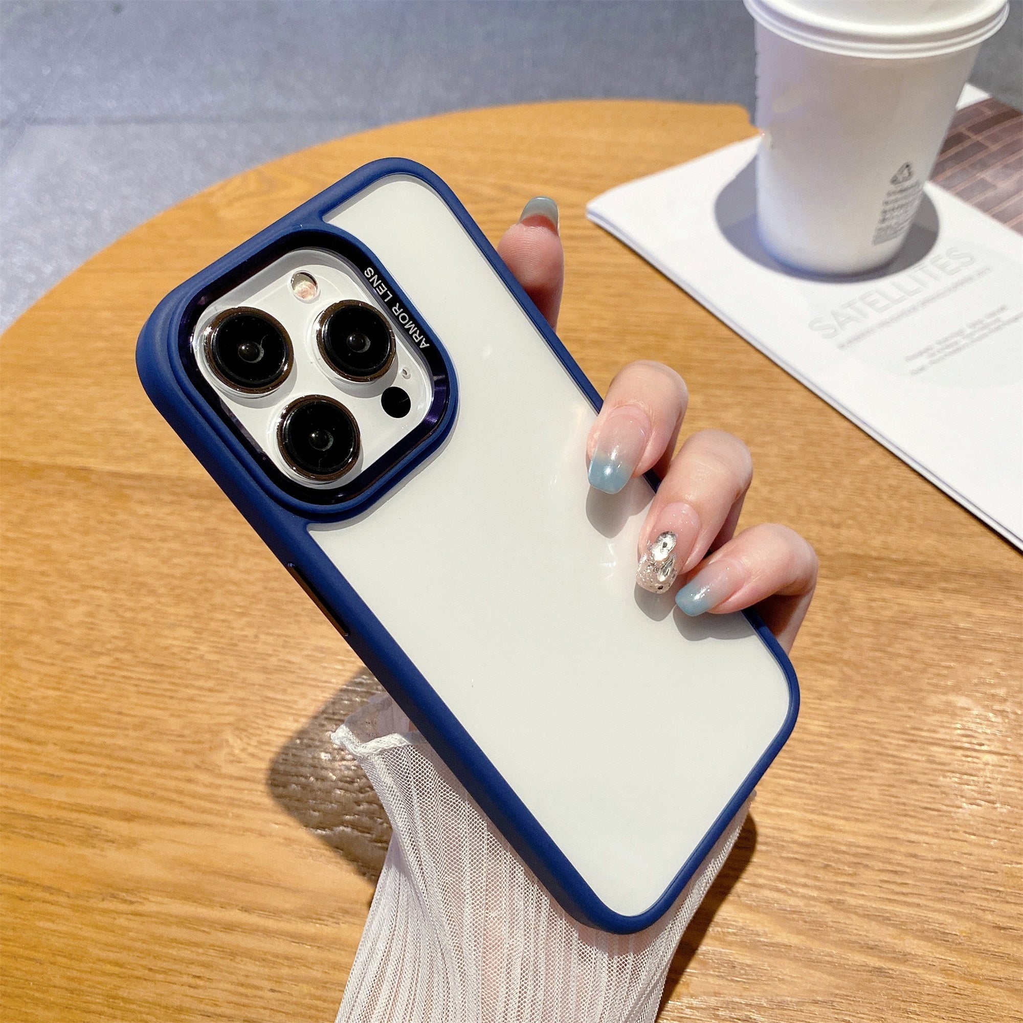 For iPhone 14 Pro Shockproof Case Metal Lens Frame Anti-Drop TPU PC Phone Cover
