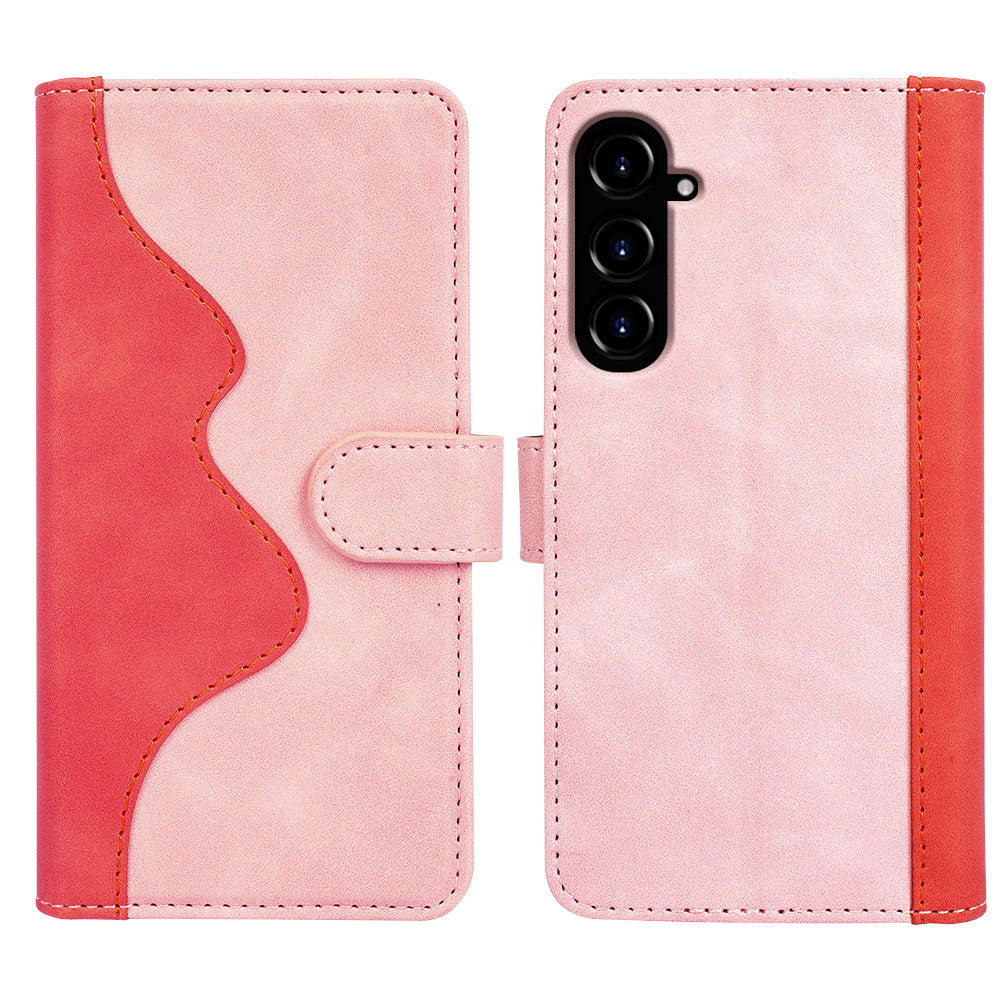 For Samsung Galaxy S23 FE Dual-color Splicing PU Leather Shell Flip Wallet Stand Phone Case