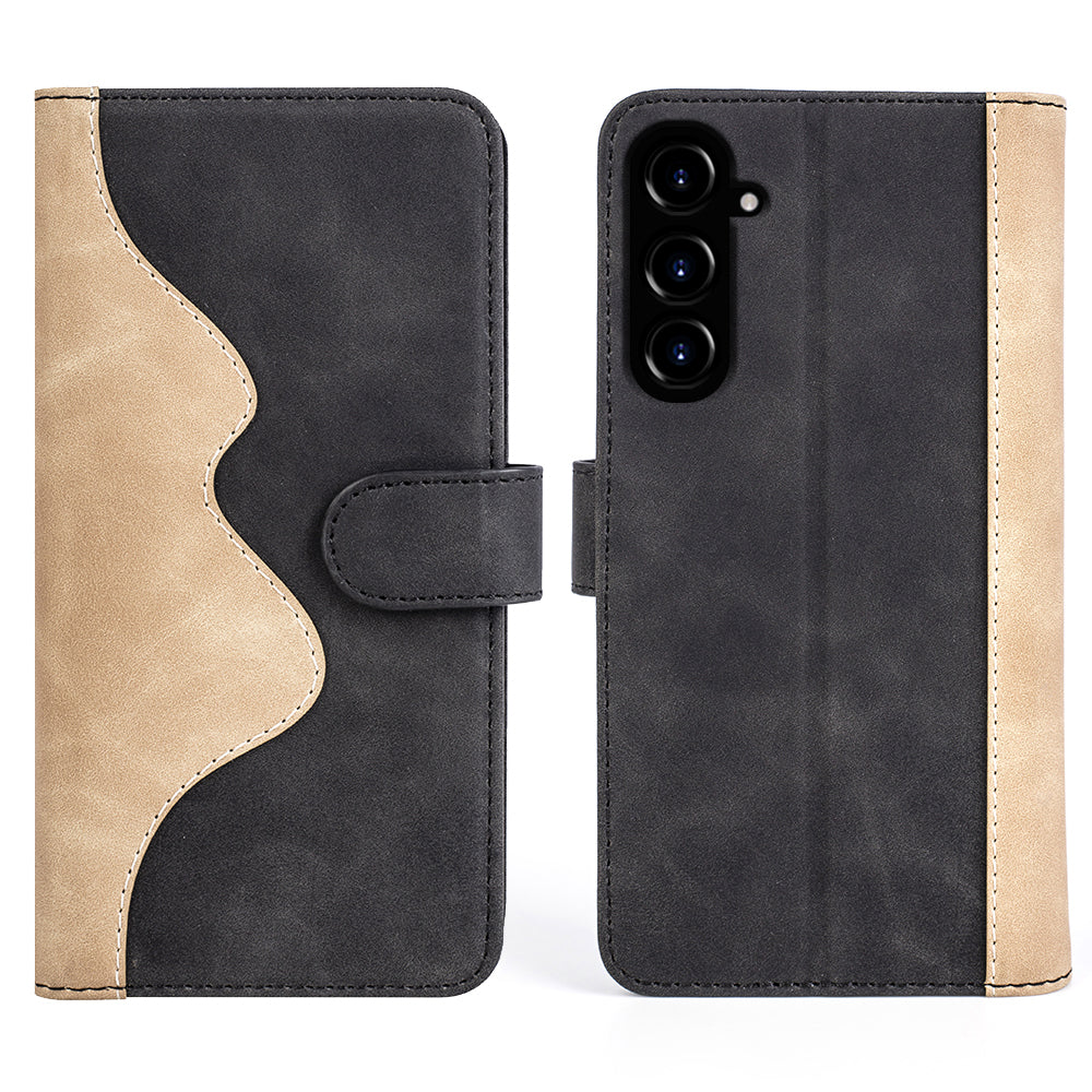 For Samsung Galaxy S23 FE Dual-color Splicing PU Leather Shell Flip Wallet Stand Phone Case