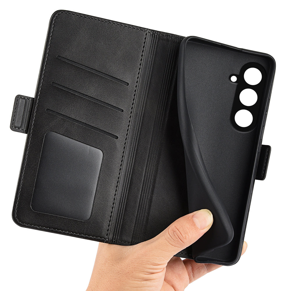 For Samsung Galaxy S23 FE Calf Texture Cover PU Leather Wallet Phone Case with Stand
