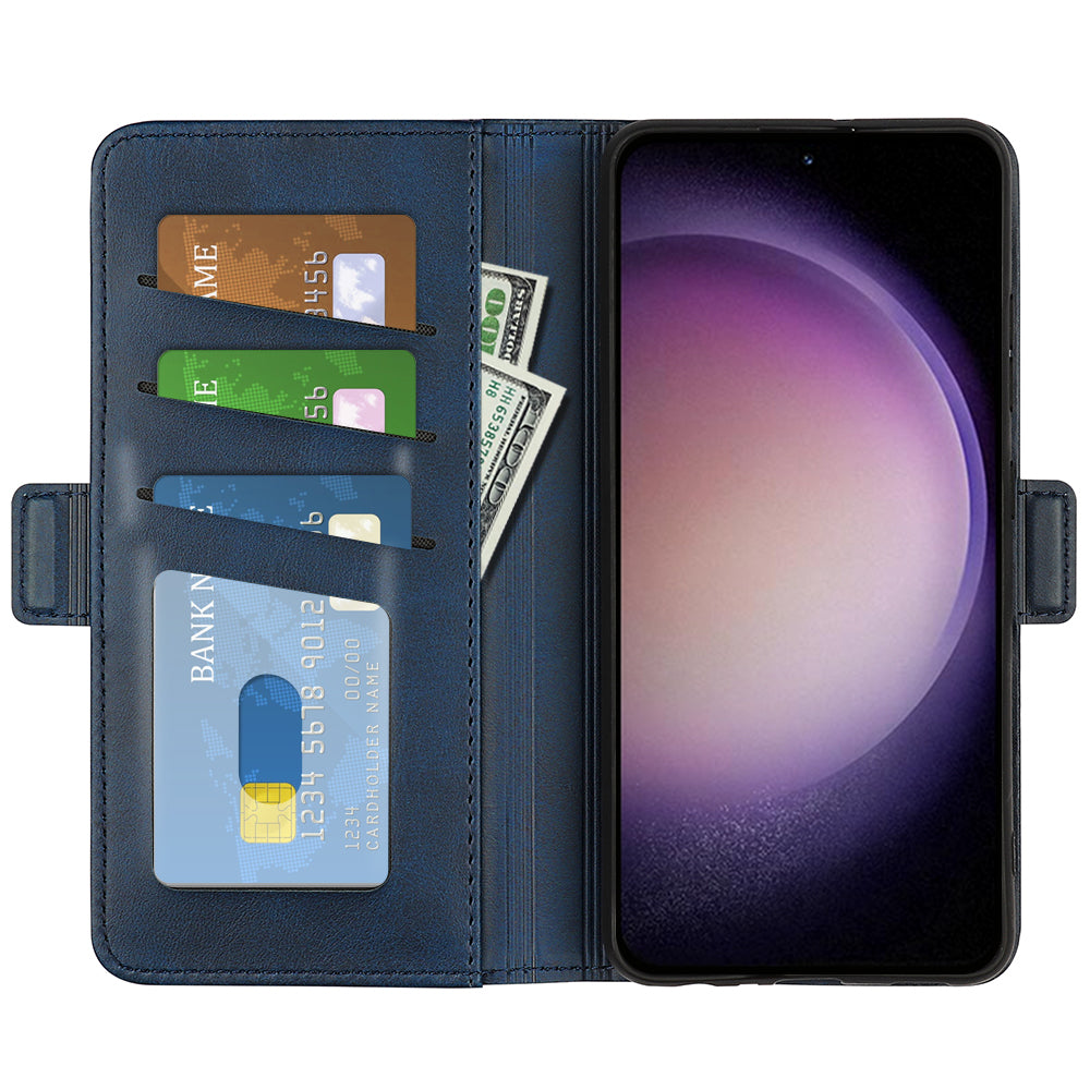 For Samsung Galaxy S23 FE Calf Texture Cover PU Leather Wallet Phone Case with Stand