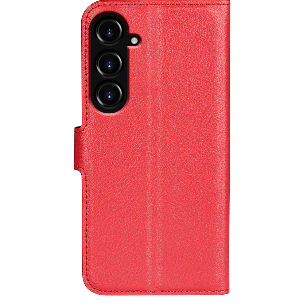 For Samsung Galaxy S23 FE Litchi Texture Magnetic Clasp Stand Cover PU Leather Wallet Phone Case