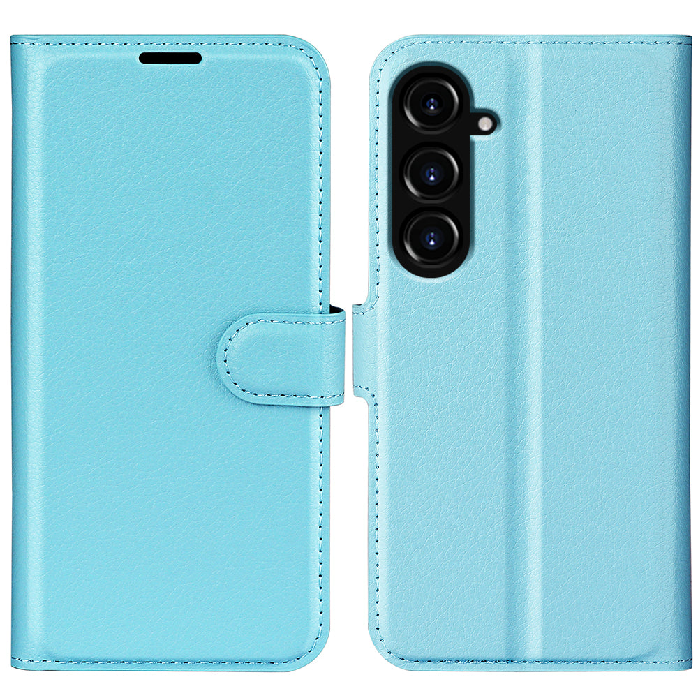 For Samsung Galaxy S23 FE Litchi Texture Magnetic Clasp Stand Cover PU Leather Wallet Phone Case