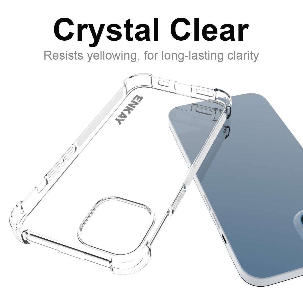 ENKAY HAT PRINCE For iPhone 15 Phone Case TPU Transparent Cover with High Aluminium-silicon Glass Screen Film