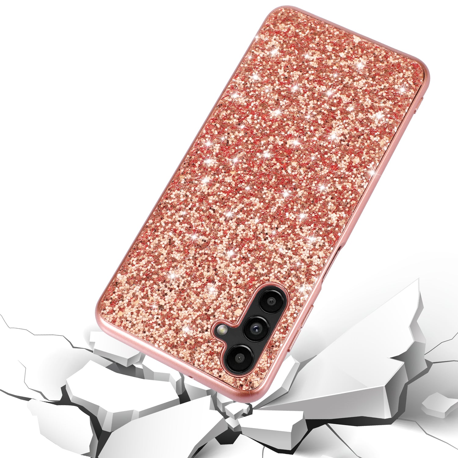 For Samsung Galaxy A24 4G Glitter Sequins Phone Case Electroplating TPU Frame PC Back Phone Cover