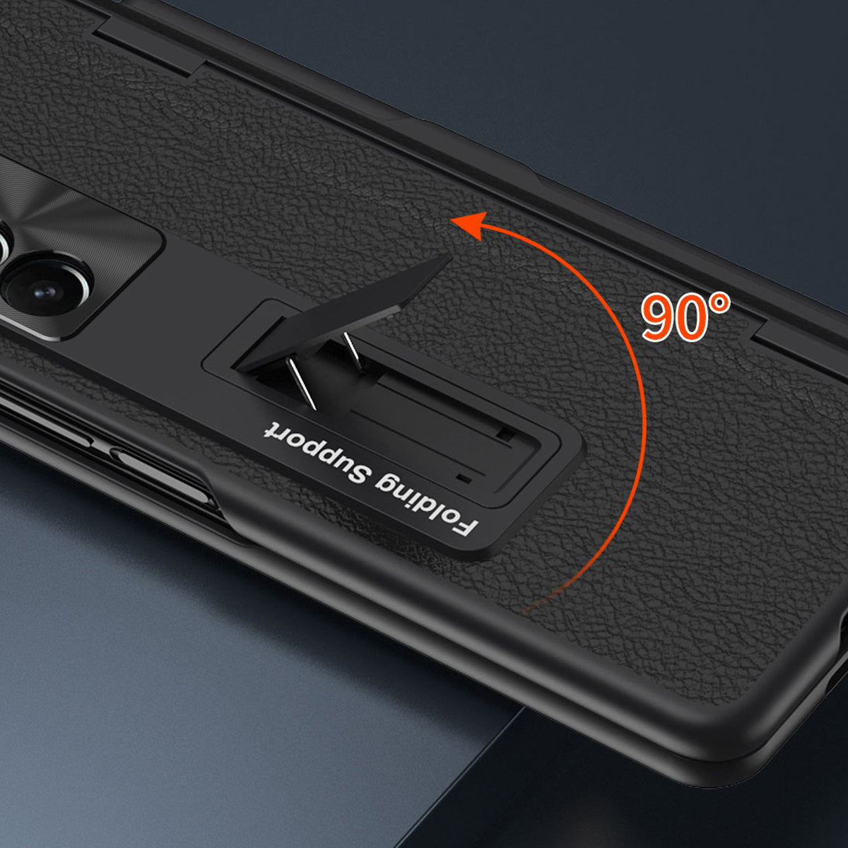 For Samsung Galaxy Z Fold5 5G Kickstand Case Hinge Protection PU Leather PC Cover with Tempered Glass Film Pen