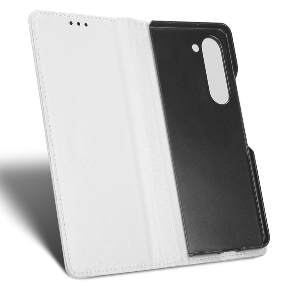 Grid Texture PU Leather Case for Samsung Galaxy Z Fold5 5G Phone Flip Cover with Stand