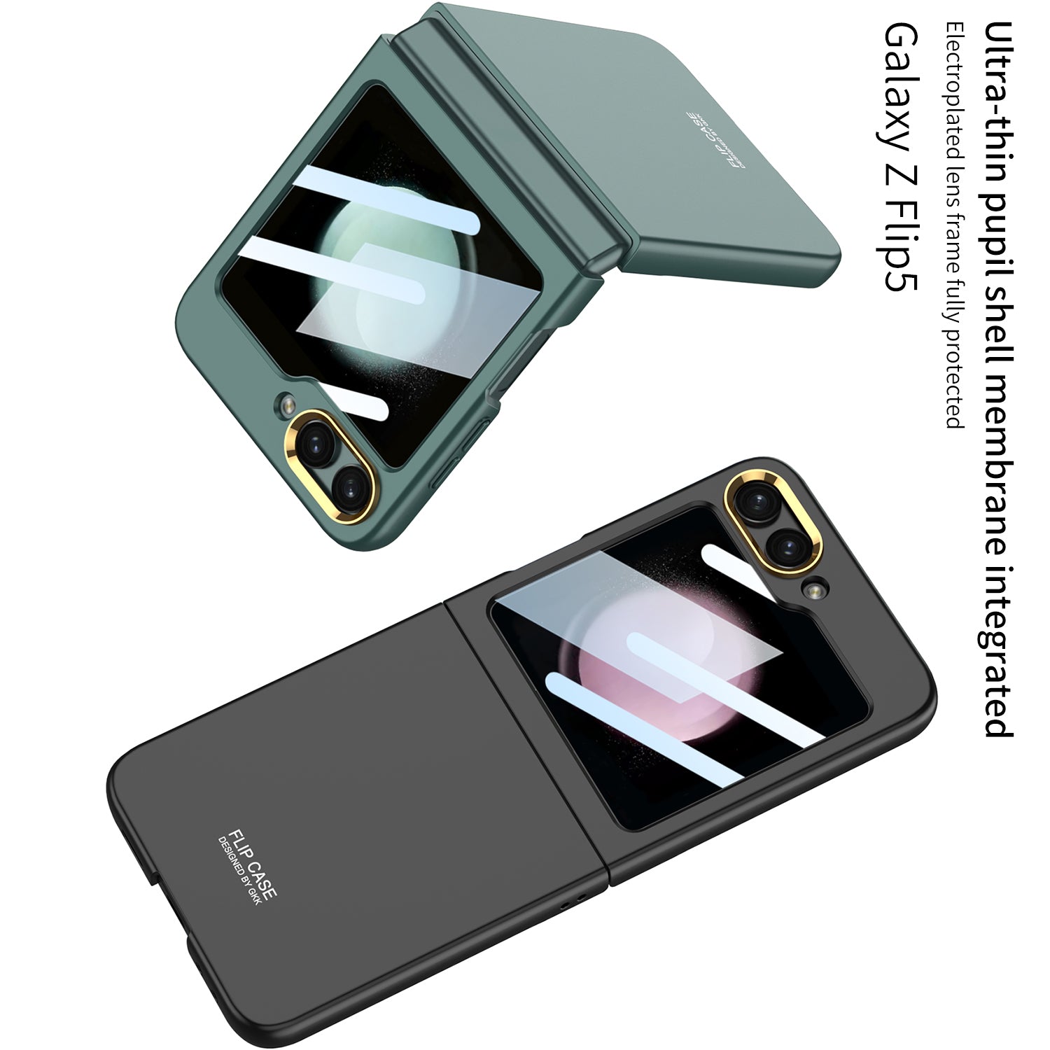 GKK For Samsung Galaxy Z Flip5 5G Shockproof Case Hard PC Phone Case with Tempered Glass Film