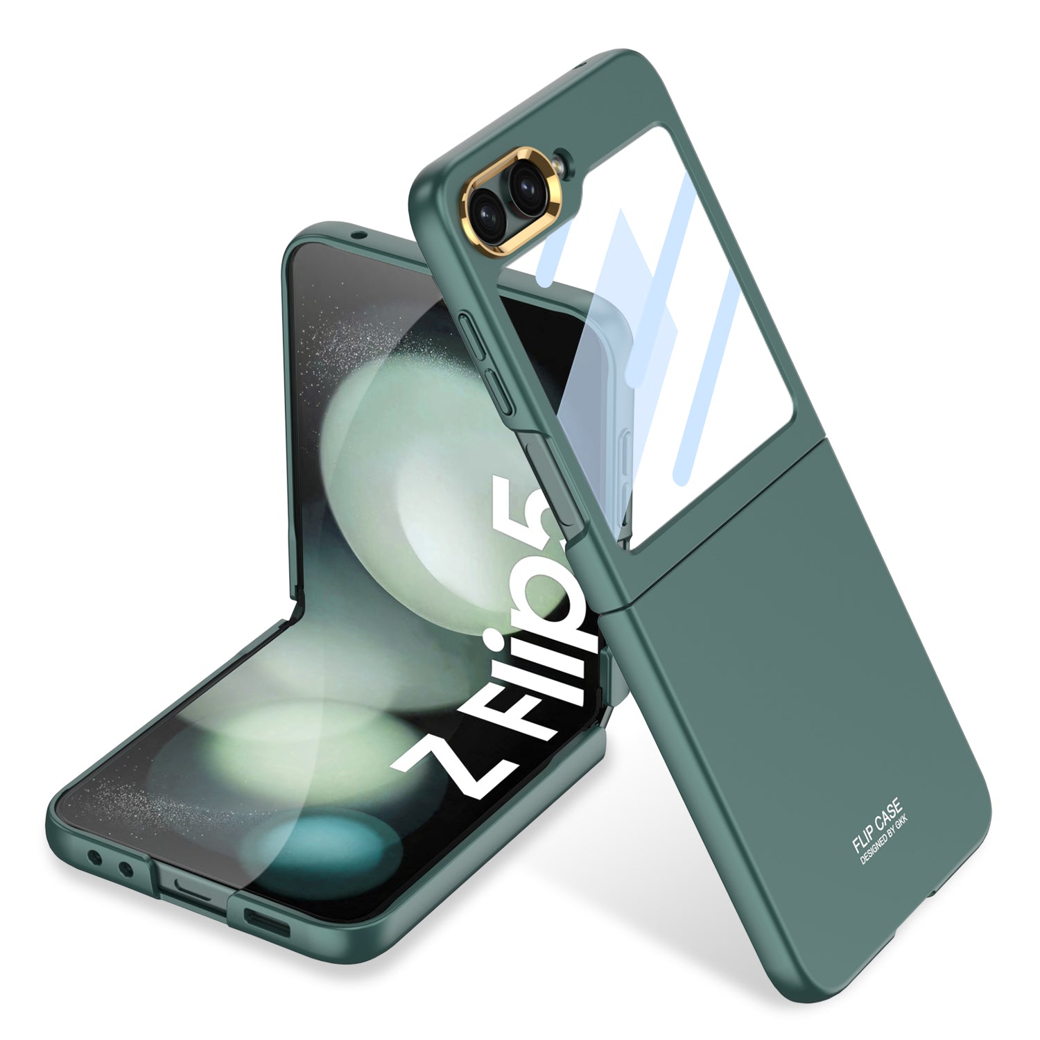 GKK For Samsung Galaxy Z Flip5 5G Shockproof Case Hard PC Phone Case with Tempered Glass Film