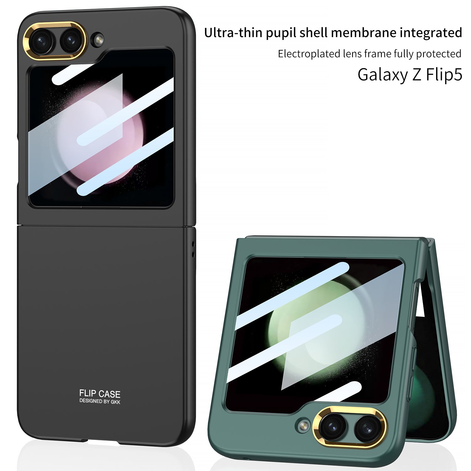 GKK For Samsung Galaxy Z Flip5 5G Shockproof Case Hard PC Phone Case with Tempered Glass Film