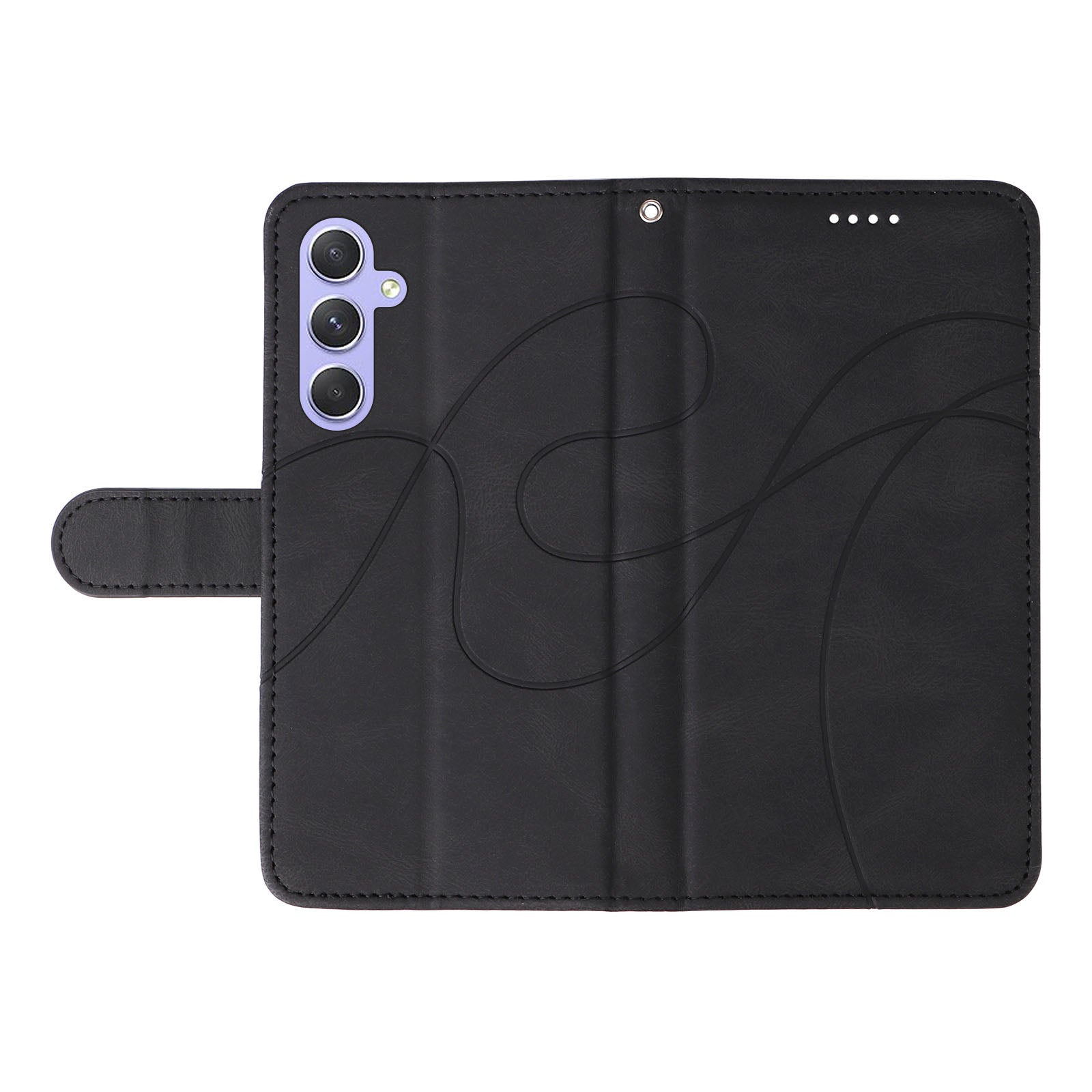 For Samsung Galaxy S23 FE Shockproof PU Leather Cell Phone Case Imprinted Line Wallet Stand Cover