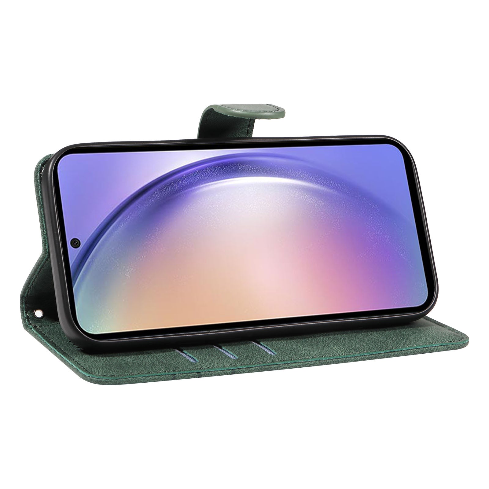 Phone Stand Shell For Samsung Galaxy A25 5G PU Leather Mobile Phone Case Imprinted Line Wallet Cover