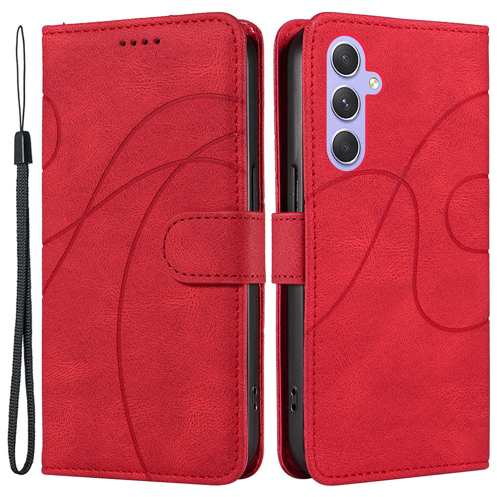 Phone Stand Shell For Samsung Galaxy A25 5G PU Leather Mobile Phone Case Imprinted Line Wallet Cover