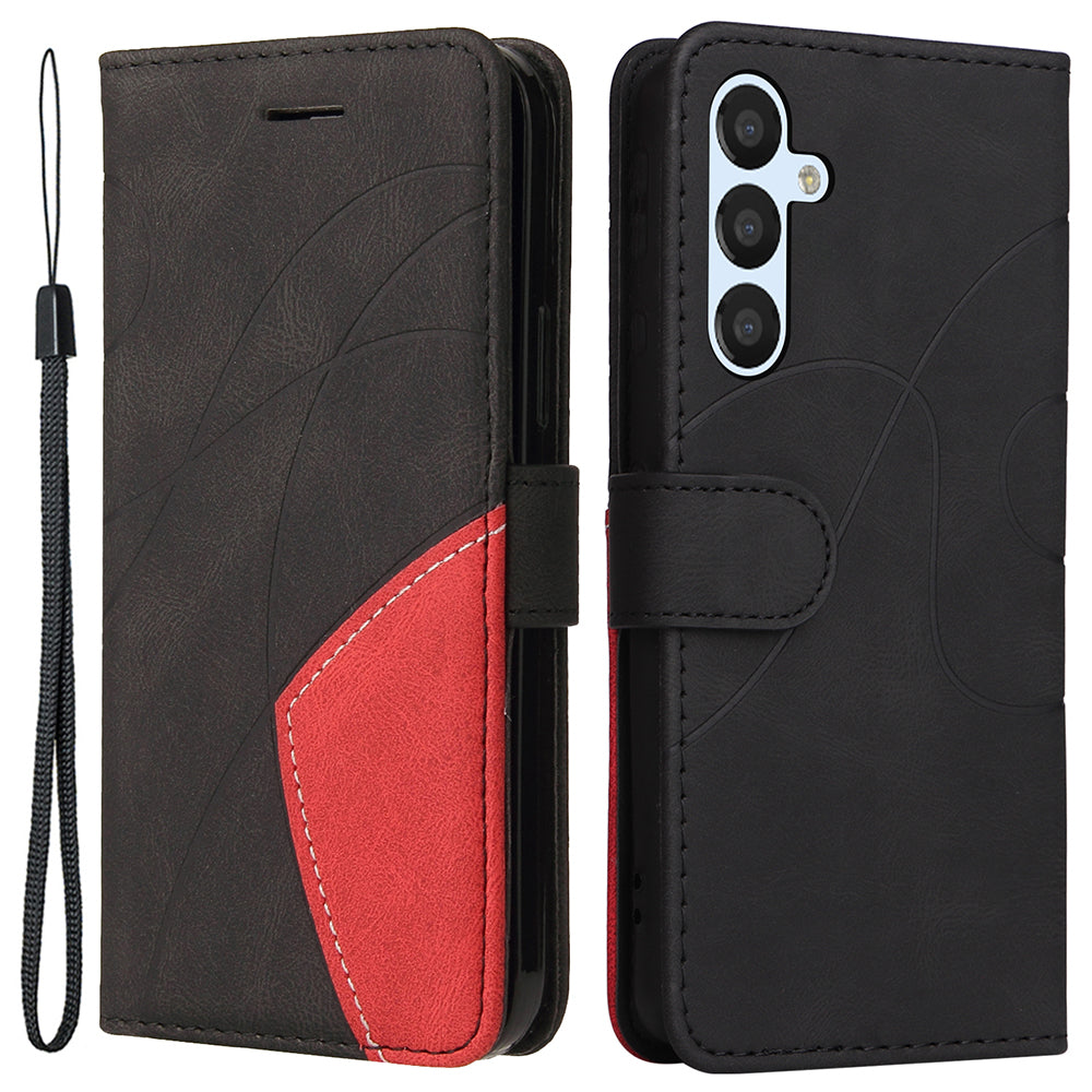 KT Leather Series-1 For Samsung Galaxy A25 5G Dual-color Splicing Wallet Stand Cover Phone Case PU Leather Phone Case Shell