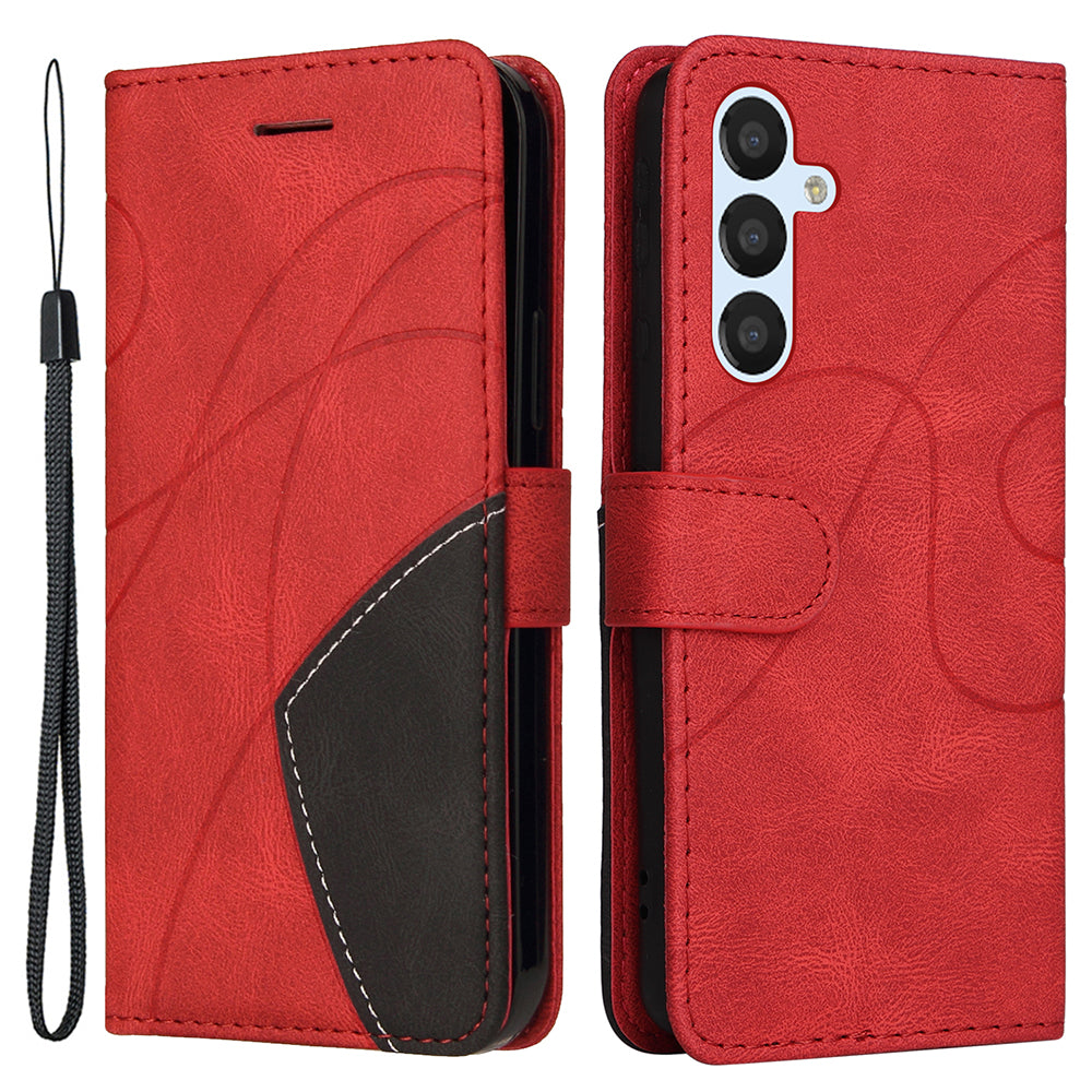 KT Leather Series-1 For Samsung Galaxy A25 5G Dual-color Splicing Wallet Stand Cover Phone Case PU Leather Phone Case Shell