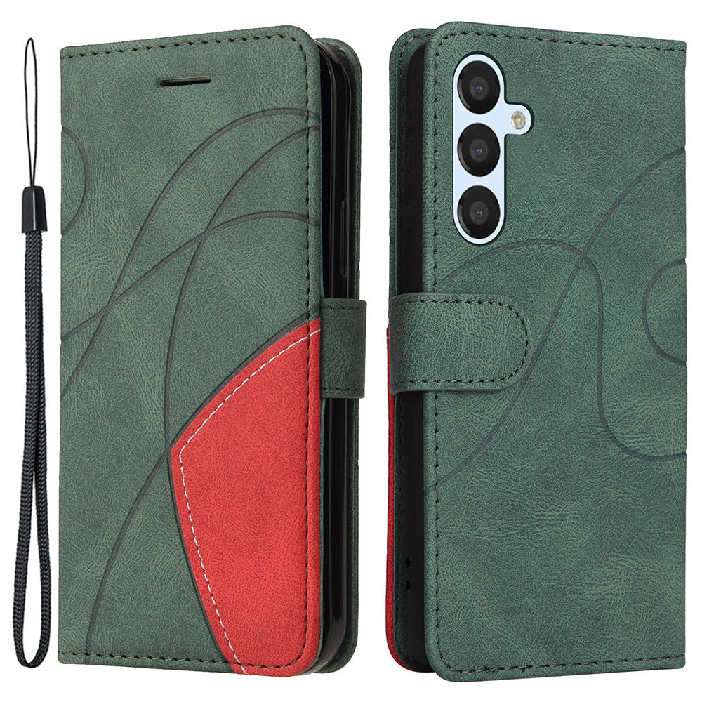 KT Leather Series-1 For Samsung Galaxy A25 5G Dual-color Splicing Wallet Stand Cover Phone Case PU Leather Phone Case Shell