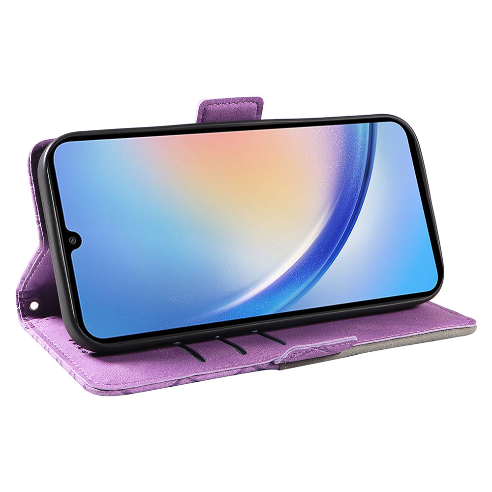 For Samsung Galaxy S23 FE Anti-Scratch Rhombus Imprinted Cover Stand Flip Wallet Splicing Leather Phone Case