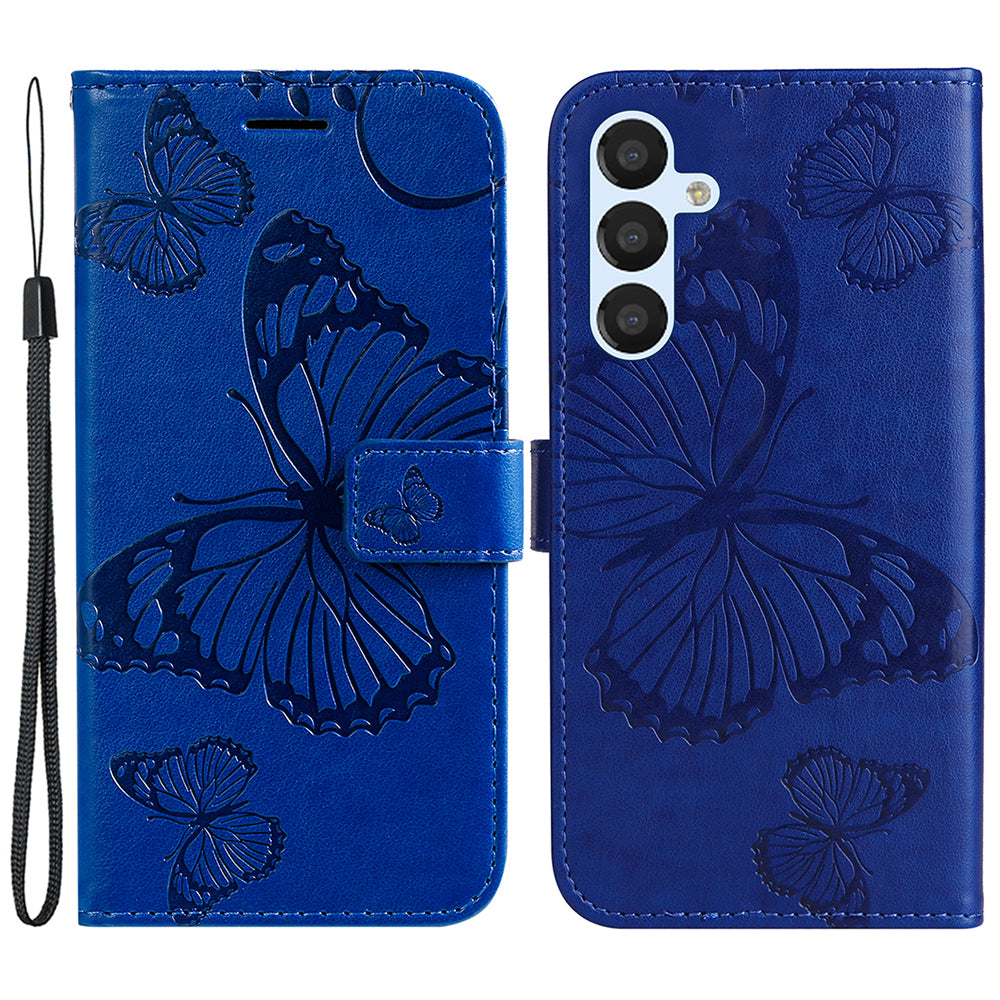 KT Imprinting Flower Series-2 For Samsung Galaxy A25 5G Phone Stand Case Butterfly Imprint PU Leather Cover Wallet