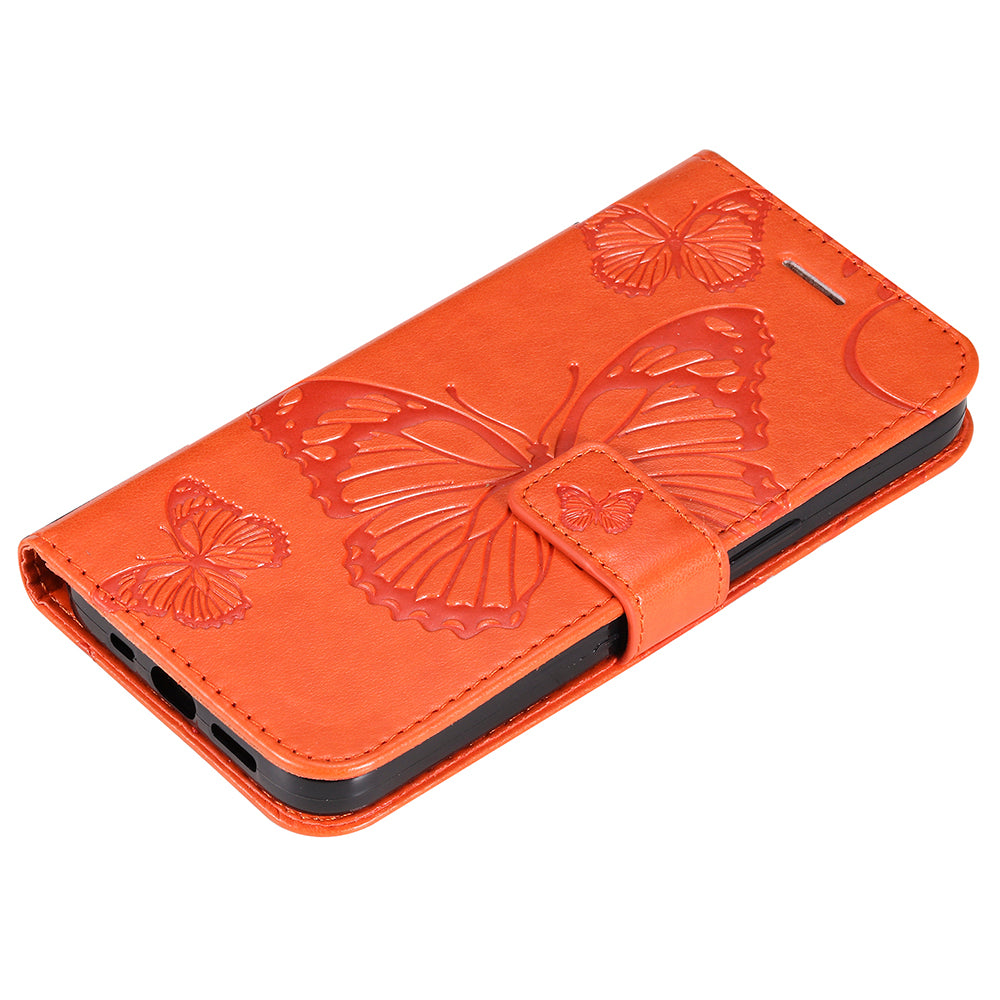 KT Imprinting Flower Series-2 For Samsung Galaxy A25 5G Phone Stand Case Butterfly Imprint PU Leather Cover Wallet