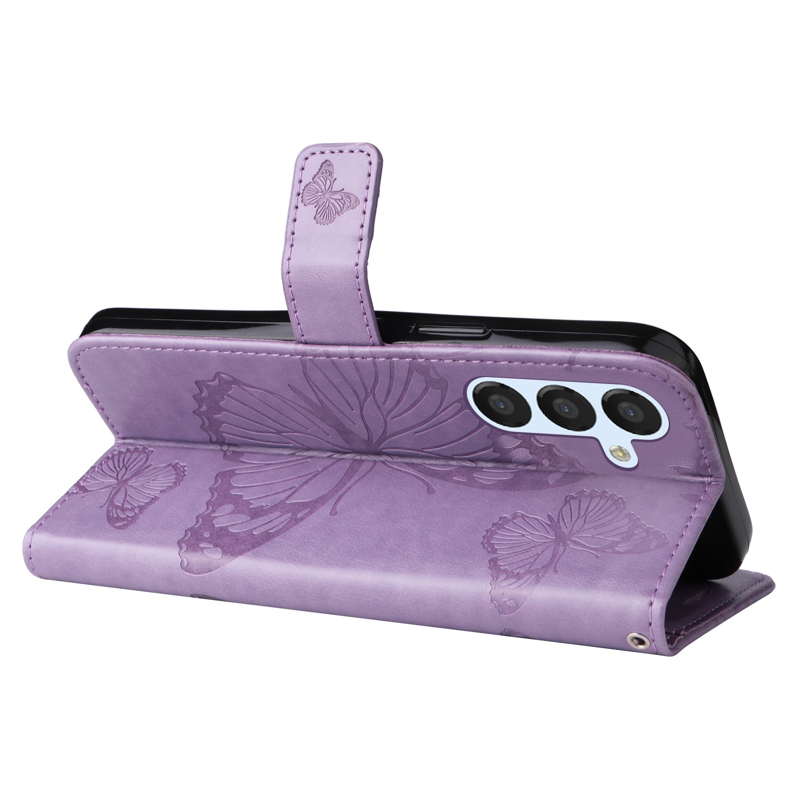 KT Imprinting Flower Series-2 For Samsung Galaxy A25 5G Phone Stand Case Butterfly Imprint PU Leather Cover Wallet