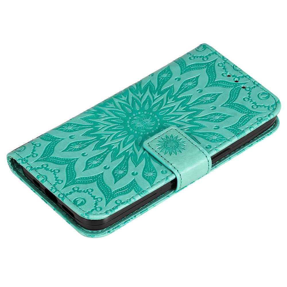 KT Imprinting Flower Series-1 For Samsung Galaxy A25 5G PU Leather Wallet Flip Stand Phone Cover Anti-Scratch Case Shell