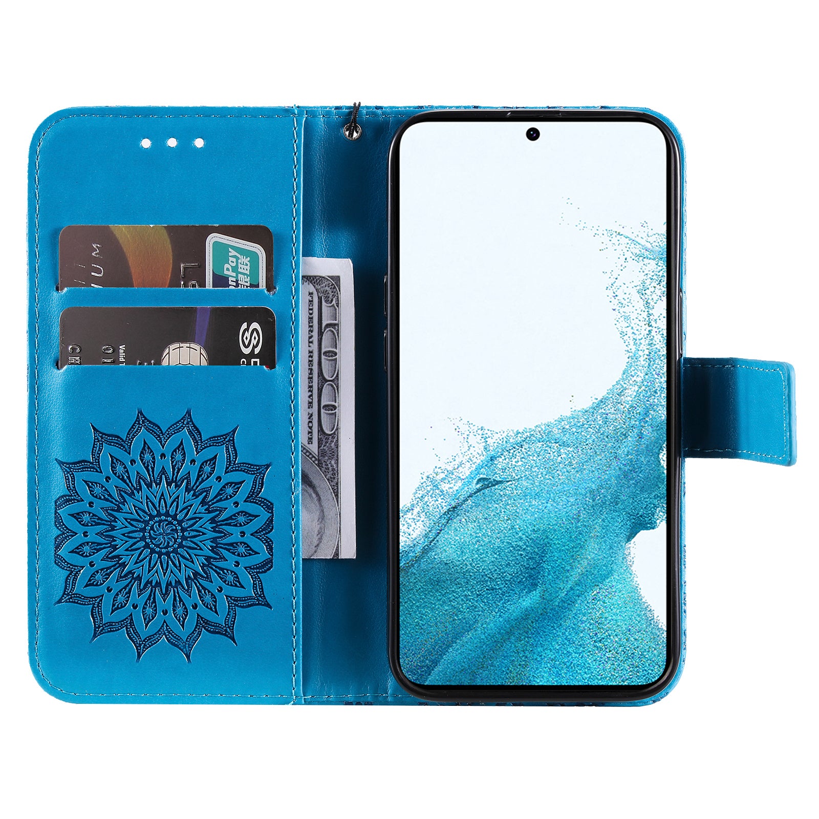 KT Imprinting Flower Series-1 For Samsung Galaxy A25 5G PU Leather Wallet Flip Stand Phone Cover Anti-Scratch Case Shell