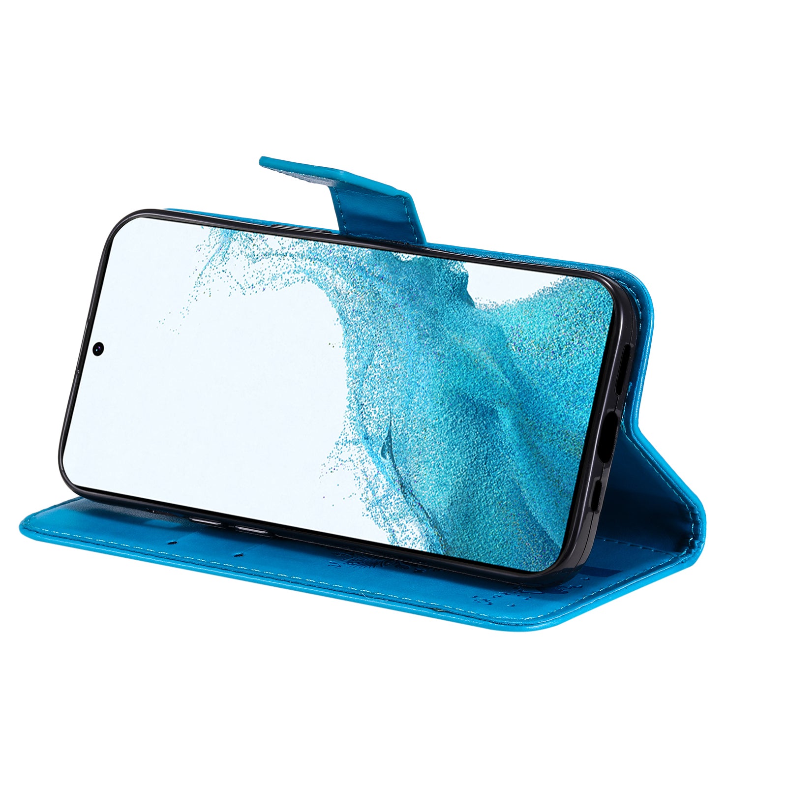 KT Imprinting Flower Series-3 for Samsung Galaxy A25 5G Phone Cover Flip Stand Imprinted Cat Tree Phone Case Wallet