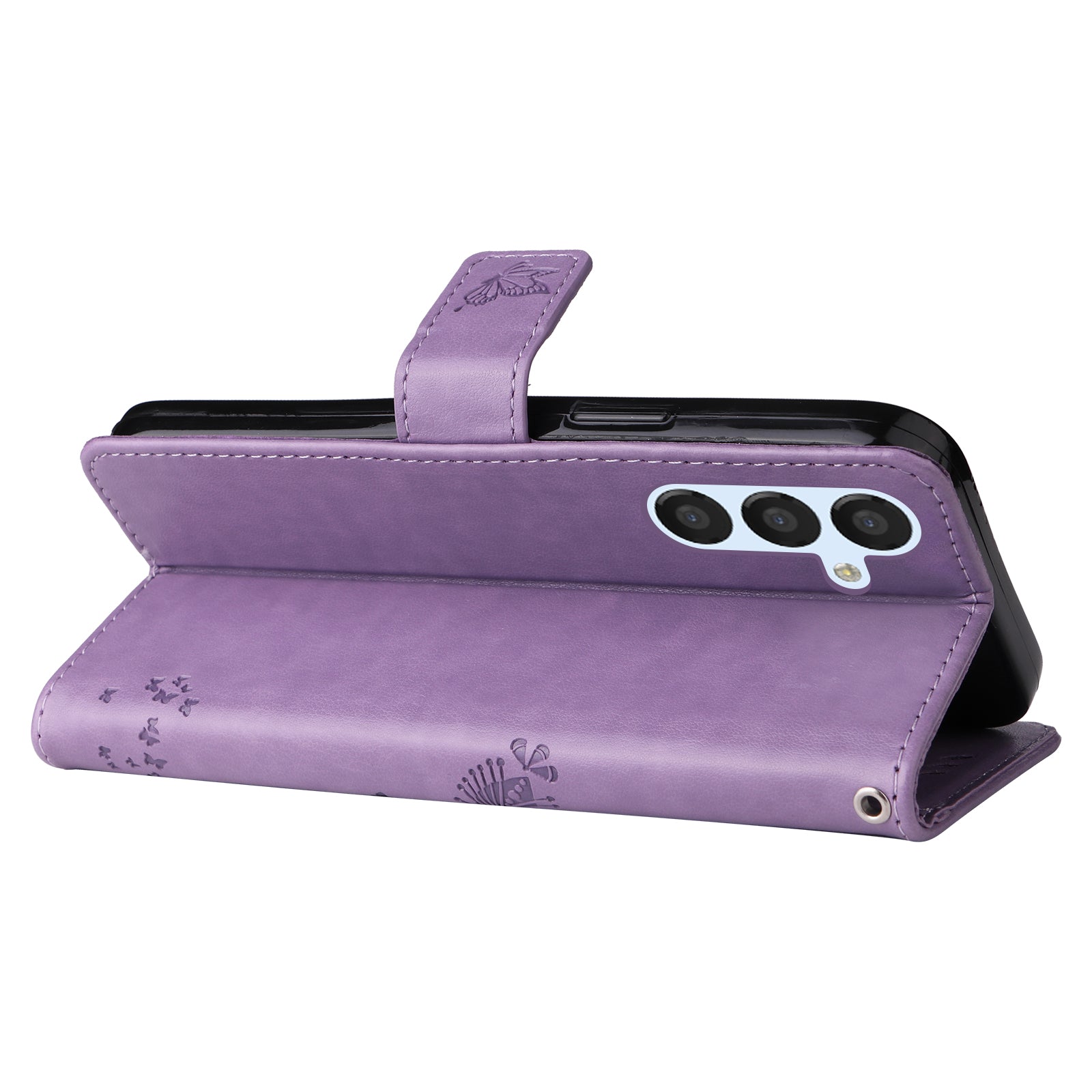 KT Imprinting Flower Series-3 for Samsung Galaxy A25 5G Phone Cover Flip Stand Imprinted Cat Tree Phone Case Wallet