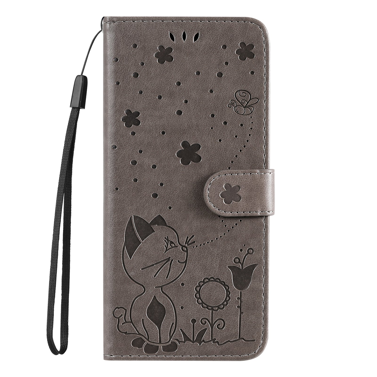 KT Imprinting Flower Series-4 For Samsung Galaxy A25 5G PU Leather Phone Cover Imprinted Cat Stand Wallet Case